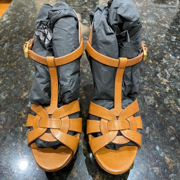 Saint Laurent brown leather strappy heels - MINT CONDITION - Picture 2 of 5